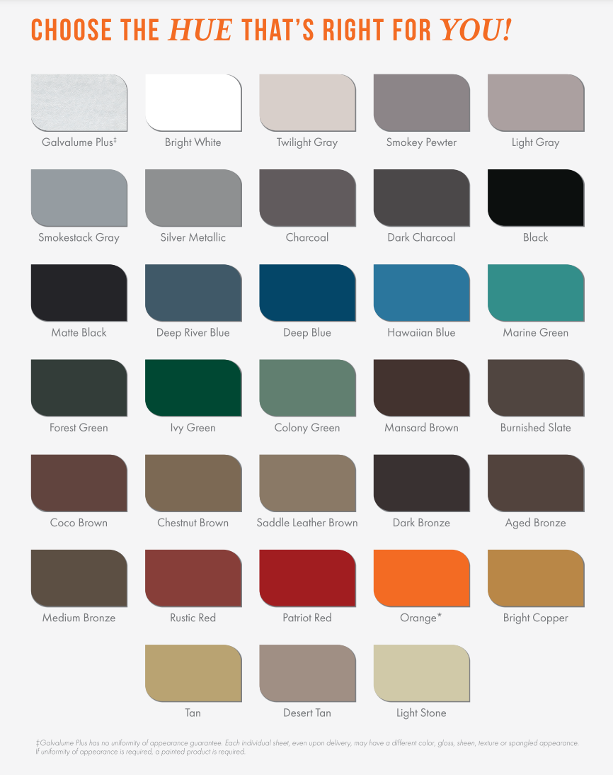 Mueller, Inc. Color Chart